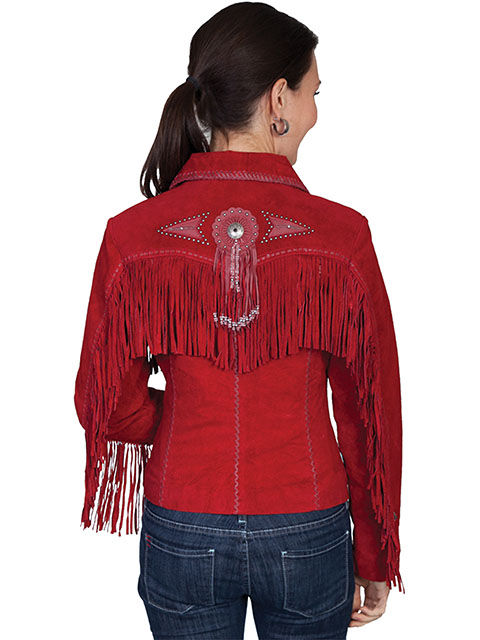 (image for) Ladies Beaded Fringe Leather Jacket